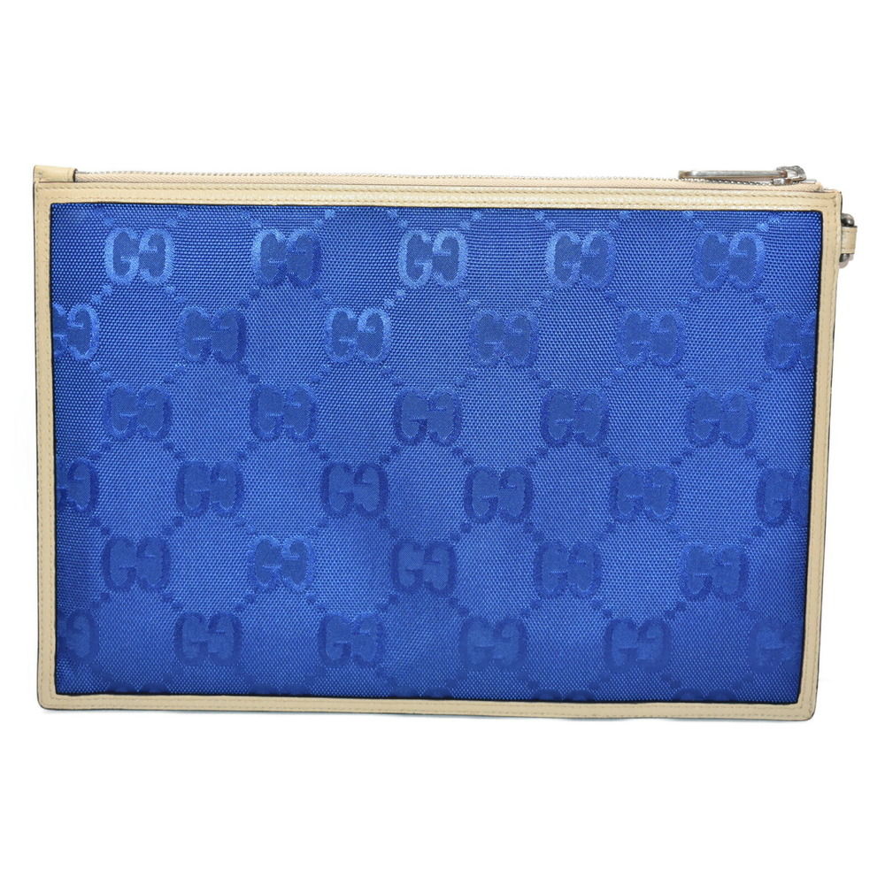 Gucci GG Pouch Bag the Grit Clutch Leather Blue Off